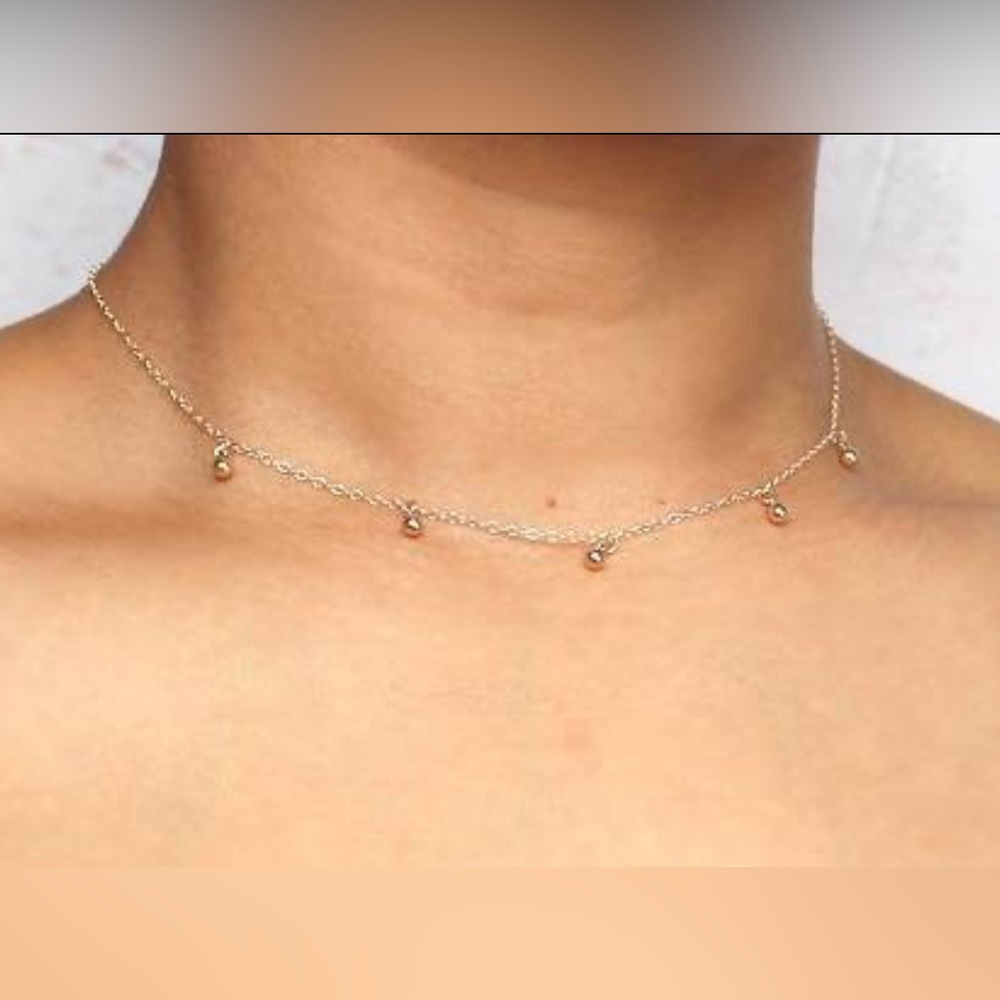 Sterling Silver 925 Ball Charm Station Necklace